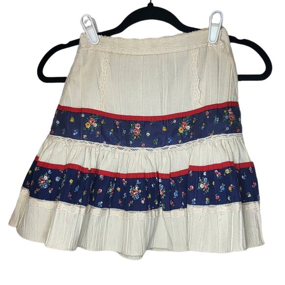 Vintage girls sz 7 floral lace ruffle flare short skirt - Picture 1 of 8